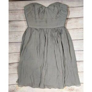 J. Crew Gray Marbella Strapless Dress In 100% Mulberry Silk Chiffon Size 0